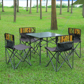 Portable Outdoor Picnic Camping Table and Chair Set, Four Chairs - Livingandhome