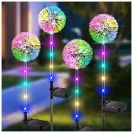 Solar Lights Outdoor, 4 Pieces Dandelion Flower Solar Lights with LED Color Changing, IP65 Waterproof Outdoor Garden Solar Lights for Outdoor