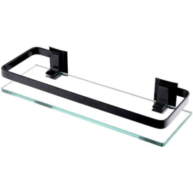 Clear Glass Bathroom Wall Shelf, Bathroom Shelf, Bathroom Shower Organizer (Black)