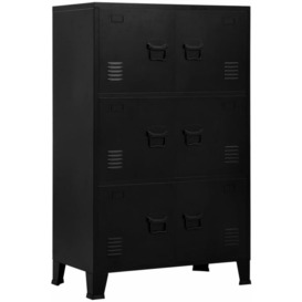 Filing Cabinet with 6 Doors Industrial Black 75x40x120 cm Steel Vidaxl Black
