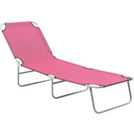 Topdeal - Folding Sun Lounger Steel and Fabric Pink FF310330_UK