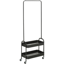 Metal Clothes Rack with Shoe Stand, Clothing Rail on Wheels w/ 2 Basket - Homcom