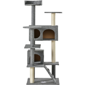 Azkoeesy - Cat Tree, 133cm Large Cat Tree Cat Climbing Tower with Sisal Scratching Posts / Condo / Viewing Platform for Indoor Cats