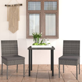 Vidaxl - 3 Piece Outdoor Dining Set with Cushions Poly Rattan Grey - Grey