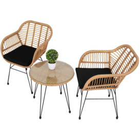 2 Seats Outdoor Rattan Sofa Combination Balcony Garden Furniture Conversation Leisure Set - Yellow