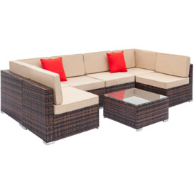 Rattan Furniture Set 7 Seats Outdoor Garden Patio Balcony Leisure Sofa Combination Set - Beige