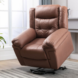 Power Lift Recliner Armchair Lift Chairs Recliners Electric Massage Heating Chair for Seniors Living Room Brown