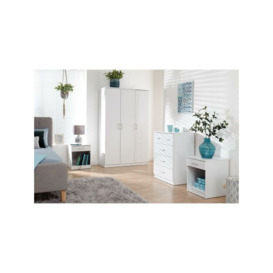 White Bedroom Furniture Set 4 Piece Wardrobe Chest of Drawers Bedside Panama