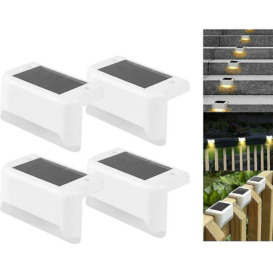 4 Pack Solar Deck Lights Led Solar Step Lights Waterproof Fence Lights For Outdoor Steps Fence Cold Light-White Thsinde