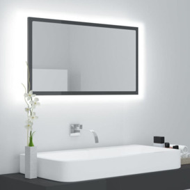 Topdeal - led Bathroom Mirror High Gloss Grey 80x8.5x37 cm Chipboard FF804931_UK