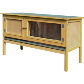 Pawhut - Wooden Rabbit Hutch Bunny Cage Outdoor Small Animal House w/ Hinged Top