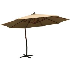 vidaXL Hanging Parasol with Wooden Pole 350 cm Taupe - Taupe