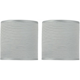 Firstchoicelighting - Set of 2 Silver Grey Ruched Ripple Cotton 15cm Table Lamp Shade - Silver grey ruched ripple
