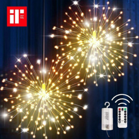 Decorative Fireworks Lights Explosion led Fireworks Light,Christmas 120 led Lights 8 Modes Remote Control Battery Box Copper Wire String