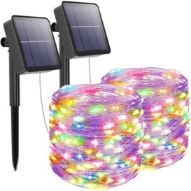Tinor - 2 Pack] Solar String Lights Outdoor, 12m 120 led Waterproof Outdoor Solar String Lights 8 Modes Decoration Light for Garden, Patio, Yard,