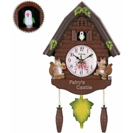 Joorrt - Worth Having Cuckoo Clock Black Forest Clock with Pendulum, Bird Wall Clock with Natural Bird Voice, Quartz Movement Battery Operated Cuckoo