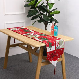 Christmas Decorations, Christmas Table Runners, Creative Christmas Tablecloths, Placemats, Snow On Red