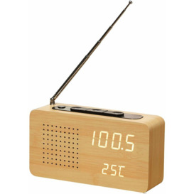 Multifunctional Retro Bedside Radio Wood Alarm Clock High Definition Large Screen Digital Display Clock Radio