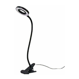 Clip-on LED Desk Lamp 360° Flexible Clip-on Reading Lamp 3 Light Modes USB LED Desk Lamp for Study and Work, Black