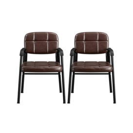Yaheetech 2pcs Upholstered Armchair Reception Chairs for Home/Office, Brown - brown