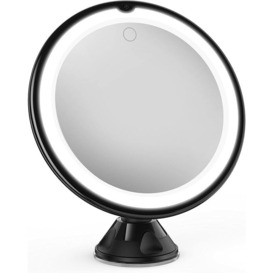 10x Magnifying Lighted Makeup Mirror with Touch Control led Lights, 360 Degree Rotating Arm and Powerful Locking Suction Cup, Portable Magnifying