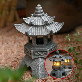 Solar Powered Pagoda Lantern Statues, Japanese Style Pagoda Light Garden Ornaments, Lawn Decorative Freestanding Lighted Vintage Pagoda