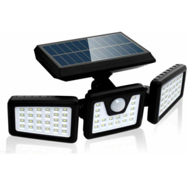 Solar Motion Sensor Security Light, Powerful 3 Head Outdoor Wall Spotlight, 550 Lumen