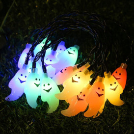 Solar Powered Outdoor Halloween Ghost String Lights, 21.3ft 30 LEDs, 8 Modes for Indoor Parties-multicolor