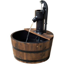 Barrel Water Fountain Garden Decorative Water Feature w/ Electric Pump - Outsunny