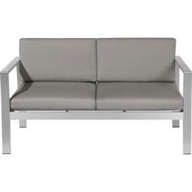 Beliani - Minimalistic Modern Garden Outdoor Bench Silver Frame Dark Grey Seat Salerno - Grey