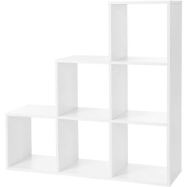 Songmics - VASAGLE Bookcase Staircase Shelf, 6-Cube Storage Unit, Wooden Display Rack, Free Standing Shelf, Room Divider Step Rack, White by LBC63WT