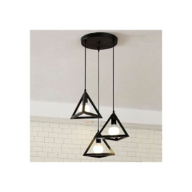 Industrial Ceiling Pendant Lights Fitting Chandelier Lampshade Triangle Shape Black for Home Office Bedroom Living Room Coffee Shop