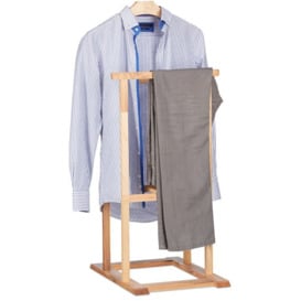 Relaxdays - Wooden Valet, Coat Rack for Crease-Free Suit, Walnut Butler Coat Stand HxWxD 102 x 47 x 50 cm, Natural