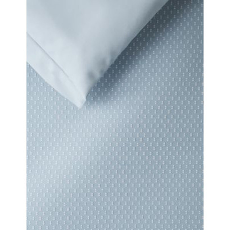 M&S Iris Pure Cotton Spotty Dobby Bedding Set SGL Duck Egg, Duck Egg,Grey,White by Marks