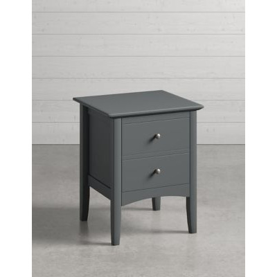 M&S Hastings 2 Drawer Bedside Table - Dark Grey, Dark Grey by Marks & Spencer | ufurnish.com