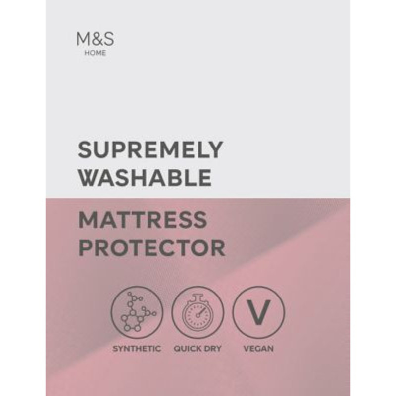 M&S Supremely Washable Mattress Protector 4FT White, White by Marks