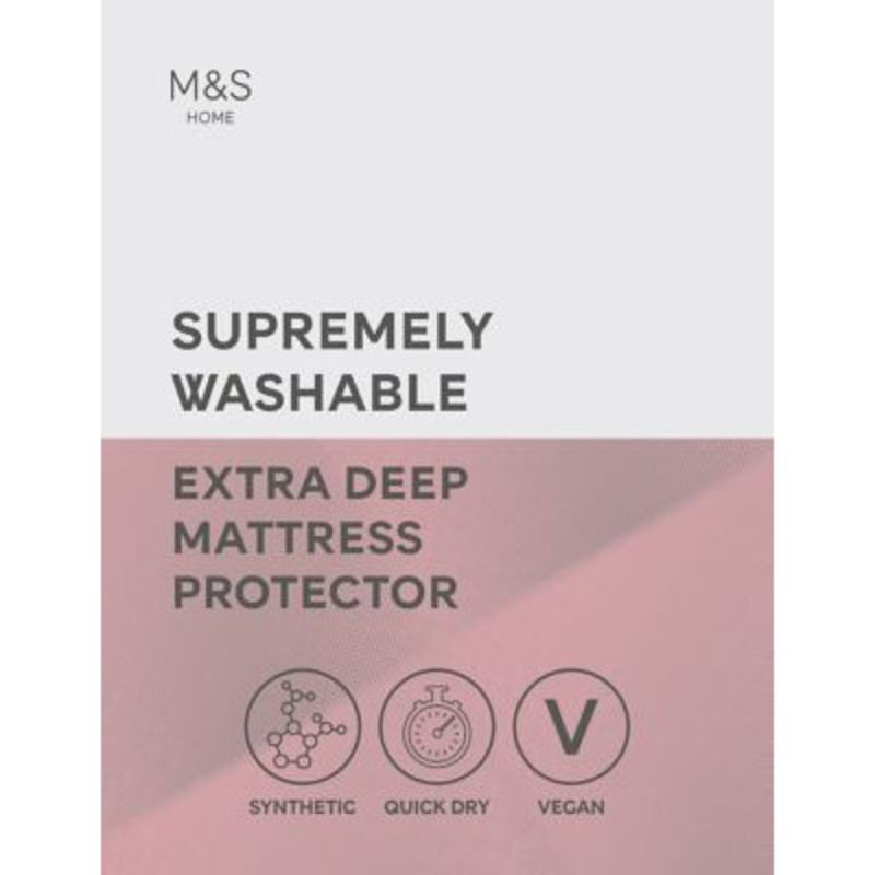 M&S Supremely Washable Extra Deep Mattress Protector DBL White