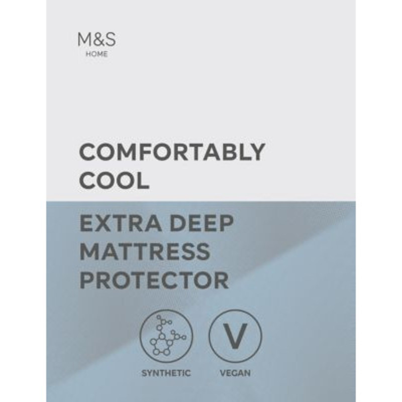 M&S Comfortably Cool Extra Deep Mattress Protector SGL White, White