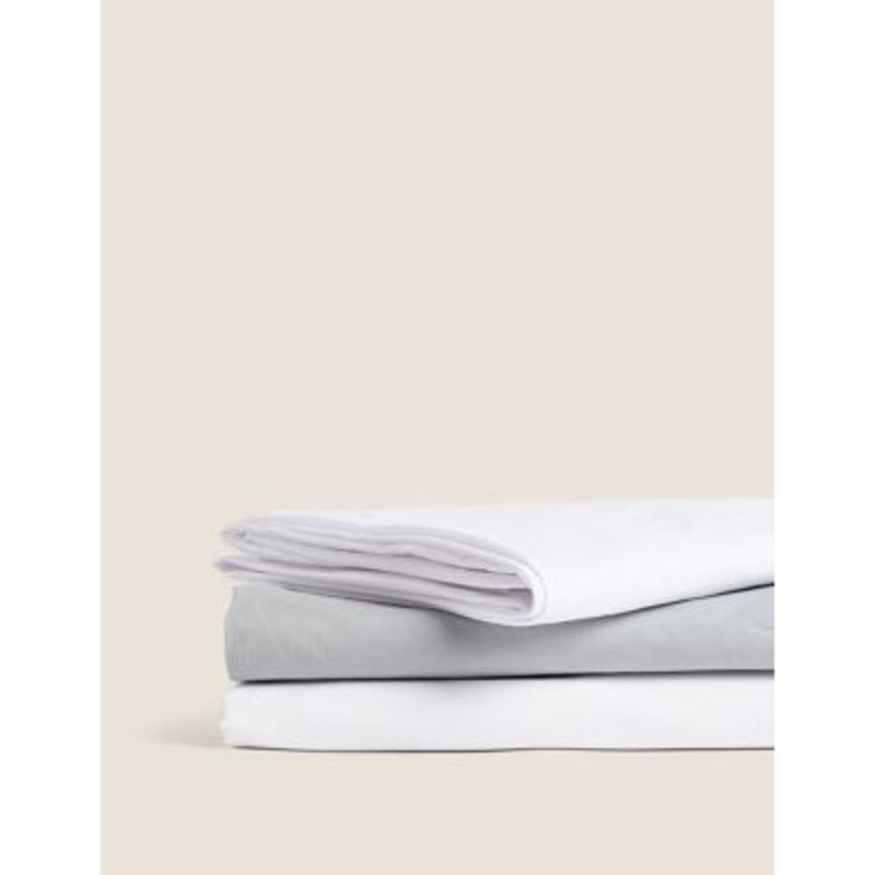 M&S Cotton Blend Non Iron Fitted Sheet 5FT White, White by Marks
