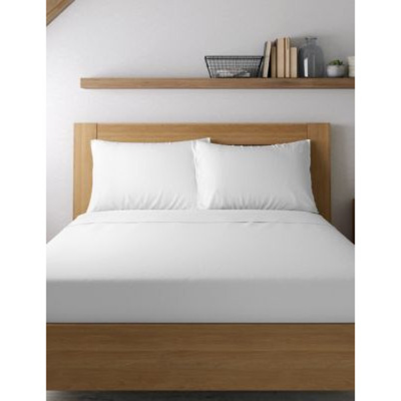 M&S 2pk Bamboo Cotton Blend Sateen Pillowcases White, White,Grey,Mid