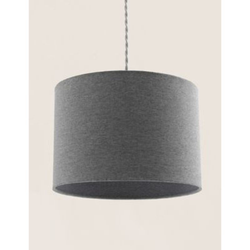 M&S Textured Drum Lamp Shade Dark Grey, Dark Grey,Oatmeal,Light Pink