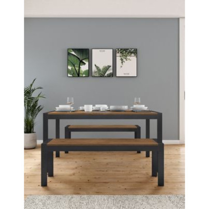 M&S Brookland 6 Seater Dining Table with Benches Black Mix, Black Mix by Marks & Spencer