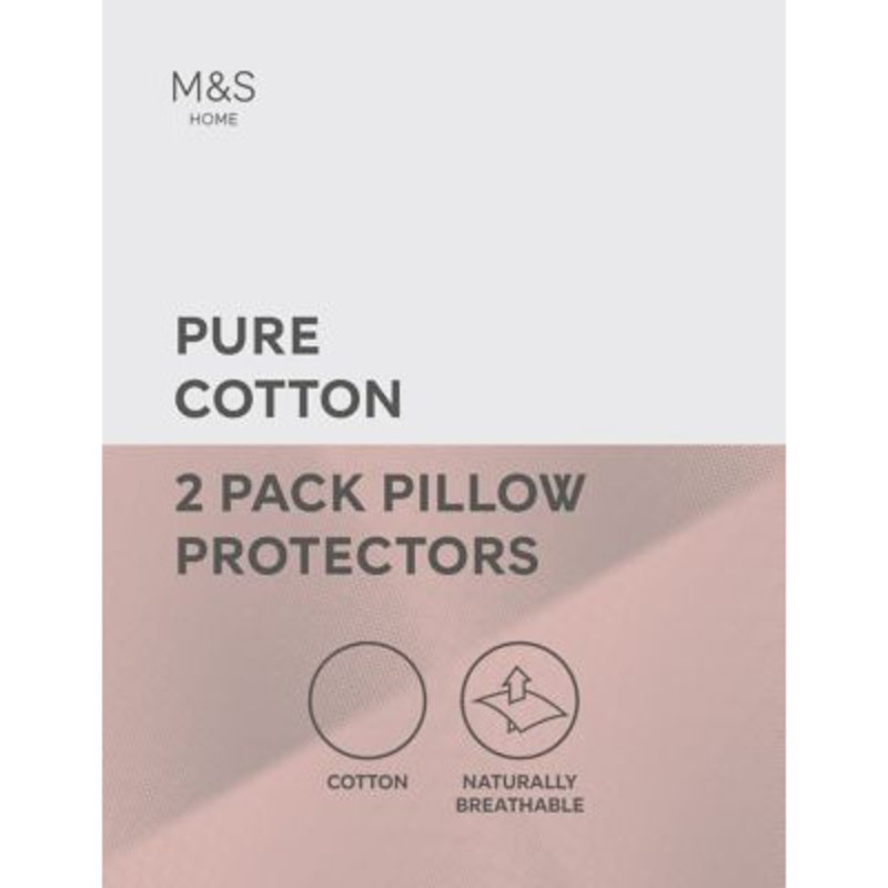 M&S 2pk Pure Cotton Pillow Protectors White, White by Marks & Spencer