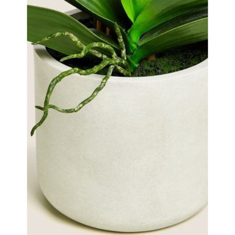Moss & Sweetpea Artificial Real Touch Extra Large Orchid in Ceramic Pot White Mix, White Mix