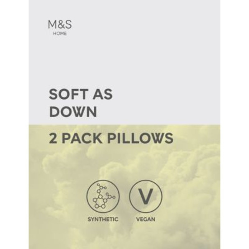 M&S 2pk Soft As Down Medium Pillows White, White by Marks & Spencer