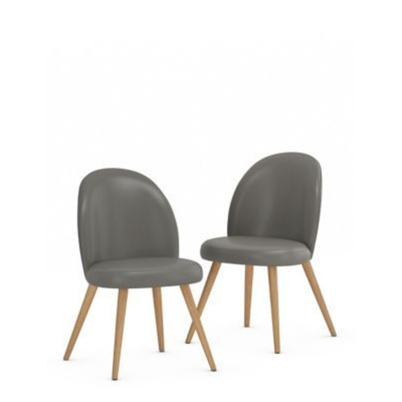 M&S Set of 2 Nord Faux Leather Dining Chairs Grey, Grey by Marks