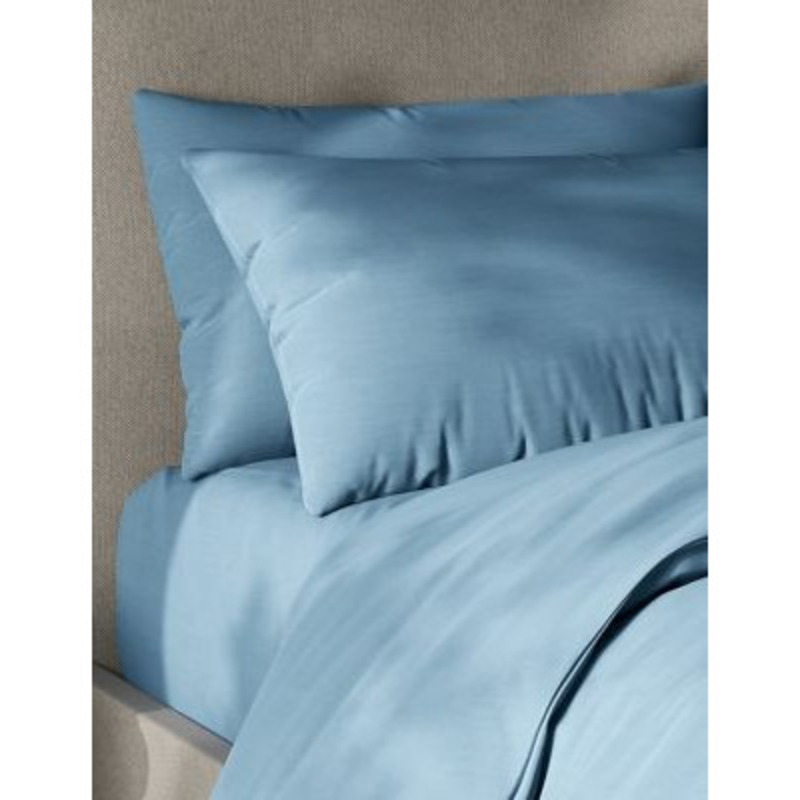 M&S Comfortably Cool Tencel™ Rich Duvet Cover SGL Dark Aqua, Dark