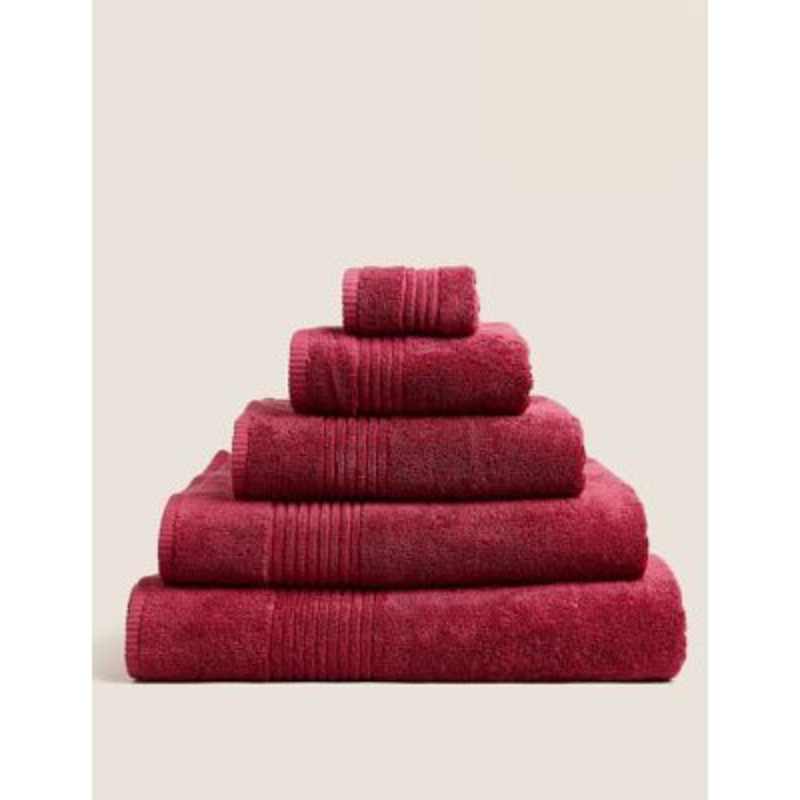 M&S Egyptian Cotton Luxury Towel EXL Dark Raspberry, Dark Raspberry