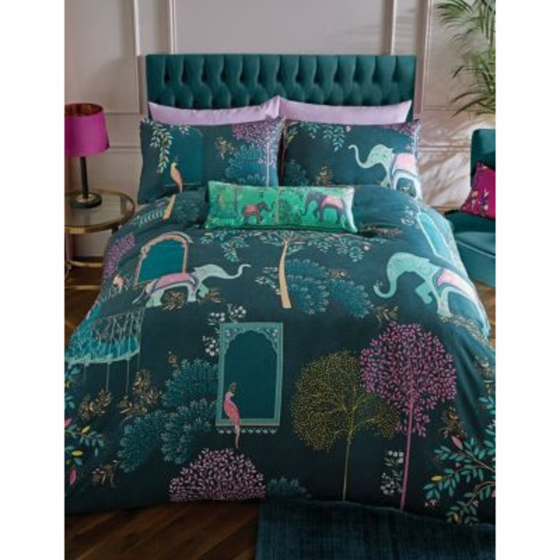 Sara Miller Pure Cotton Elephant Bedding Set SGL Green Mix, Green Mix by Marks & Spencer