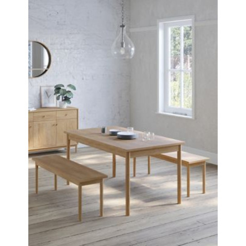 M&S Newark 6 Seater Dining Table with Benches Oak, Oak by Marks & Spencer
